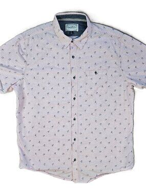 Flag And Anthem Men’s Button Up Size XL Shirt Cotton, Pink Cocktail & Flamengo